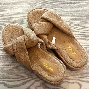 AERIE Terry Twist Platform Sandals Tan Nude Size 9 NWOT